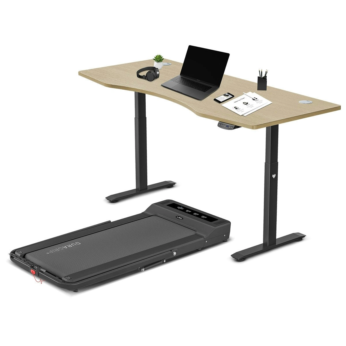 LSG Nimbus Walking Pad Treadmill + ErgoDesk Automatic Standing Desk 1800mm (Oak)