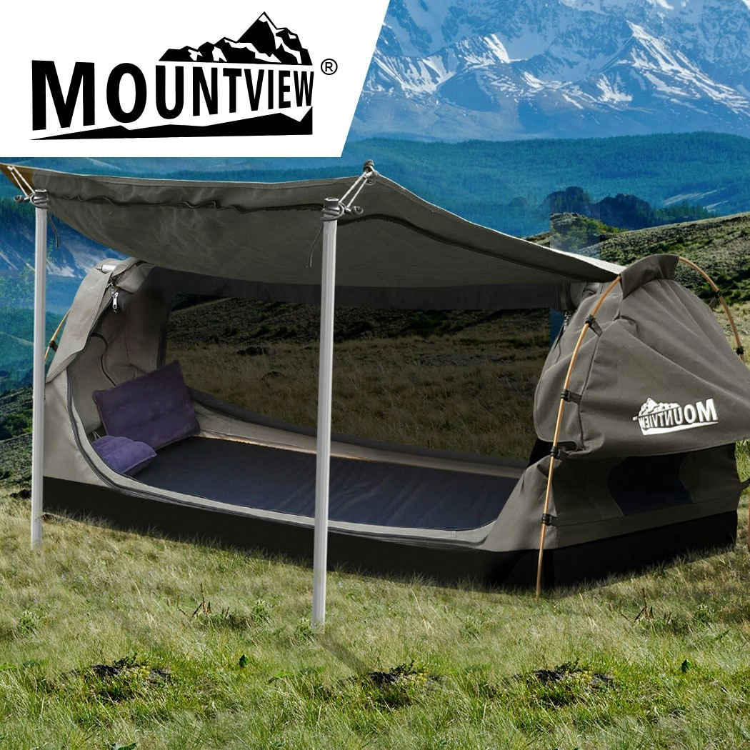 Mountview Double Swag Camping Swags Canvas Dome Tent Free Standing Grey