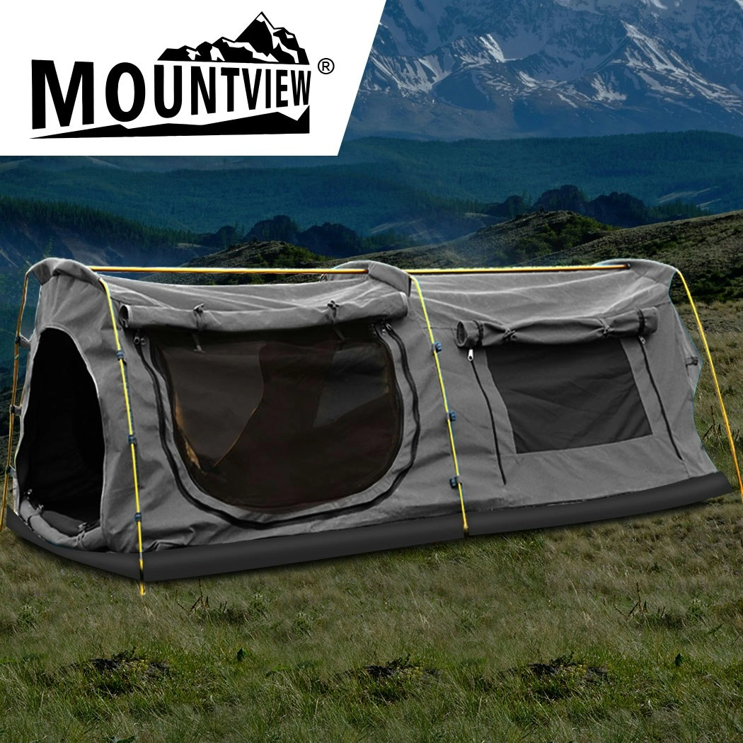 Mountview King Single Swag Camping Swags Canvas Dome Fly Tent Hiking Mattress