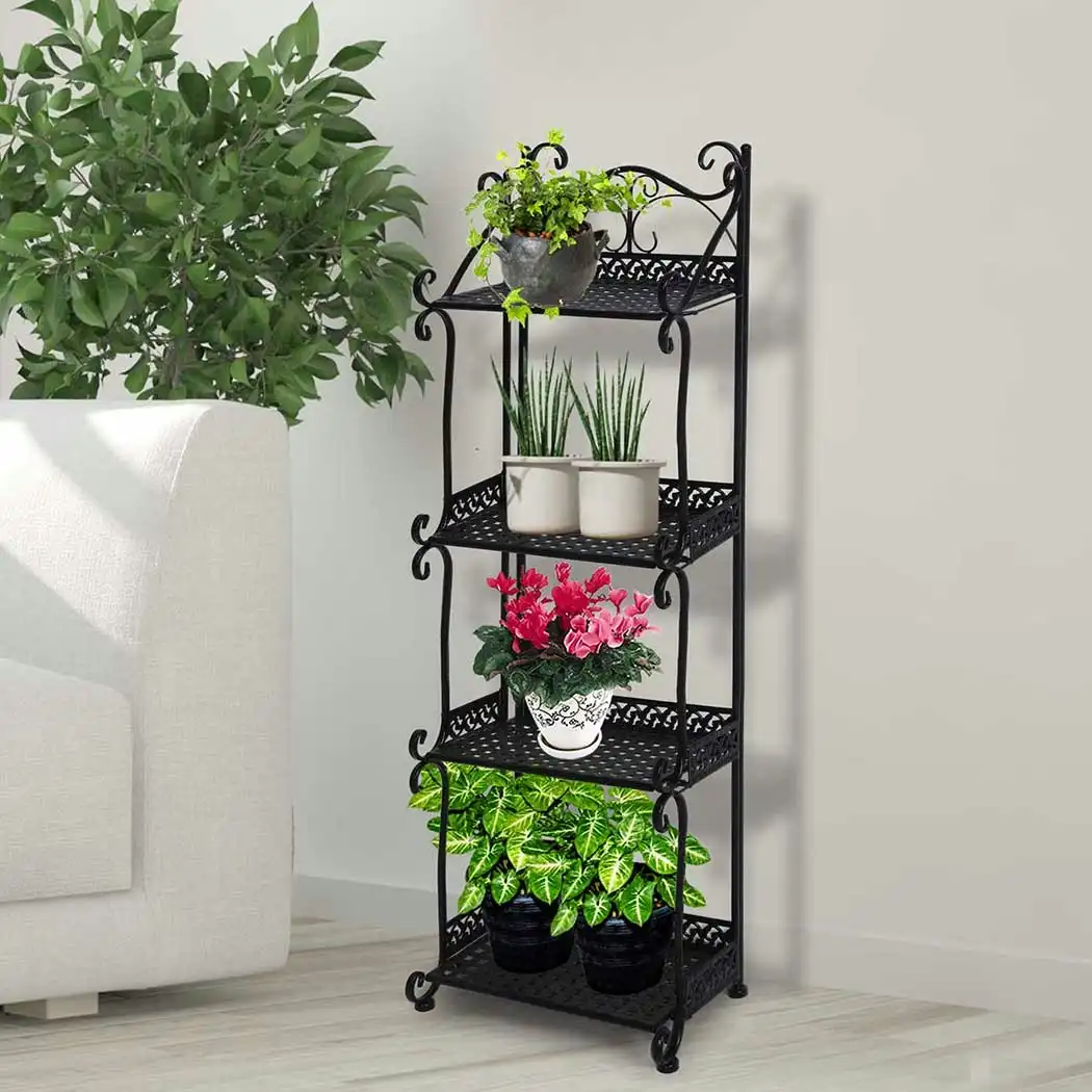 Levede Plant Stand 4 Tiers Outdoor Indoor Metal Flower Pots Rack Garden Shelf