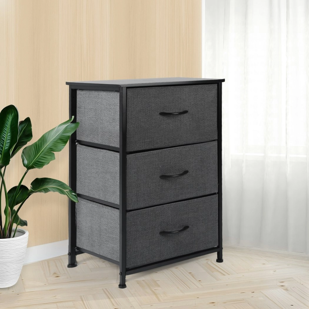 Levede Storage Cabinet Tower Chest of Drawers Dresser Tallboy 3 Drawer Bedside