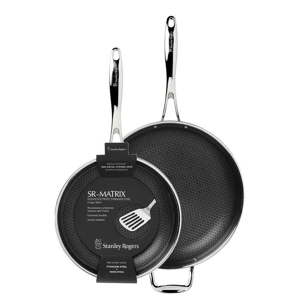 New 2pc Stanley Rogers Matrix 26cm + 32cm Non-Stick Frypan | Suits Induction