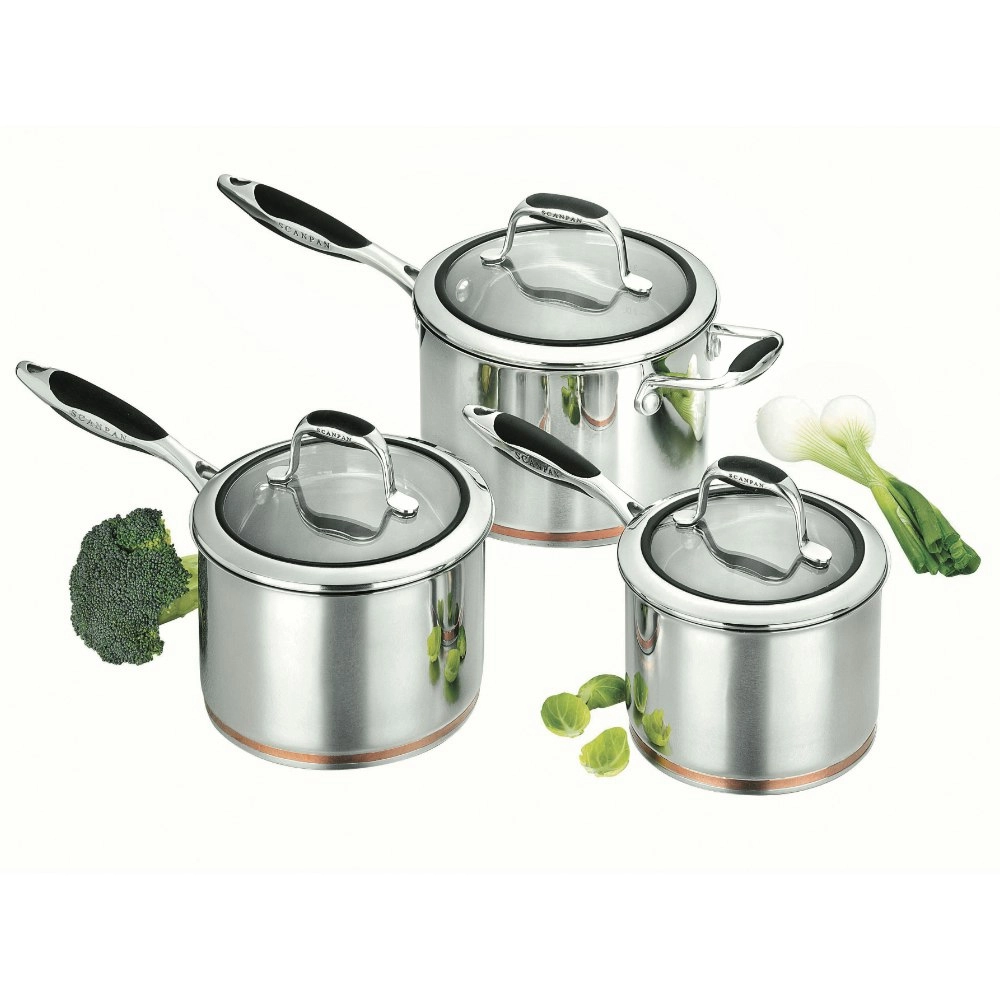 Scanpan Coppernox 3 Piece Saucepan Set | 16 / 18 / 20cm Copper Based