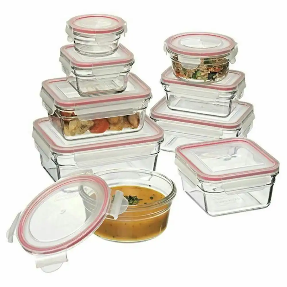 Glasslock 9pc Tempered Glass Oven Safe Container Set W/ Lid 28060