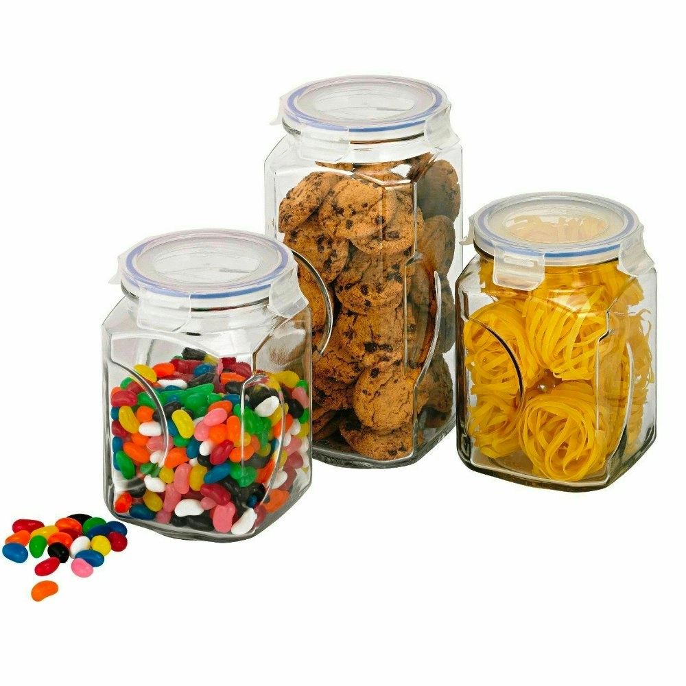 Glasslock Tempered Glass 3pc Storage Canister Set With Lid | 28034