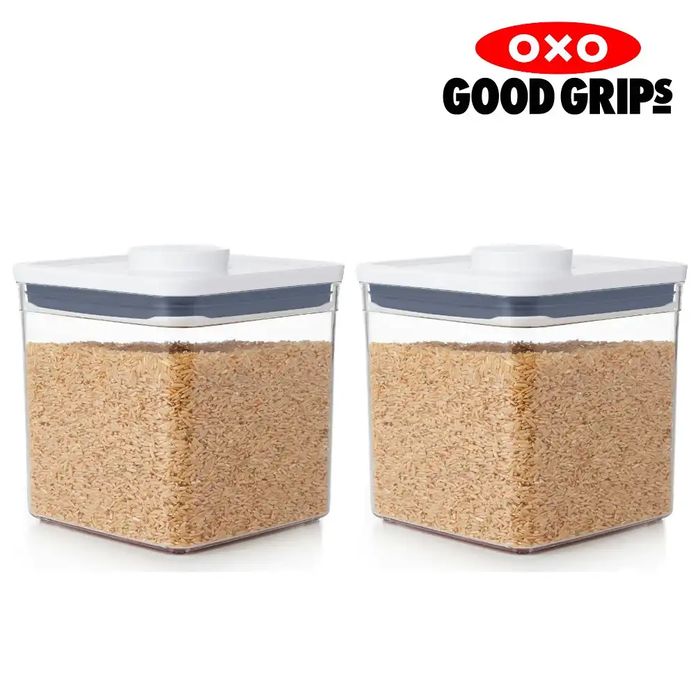 2 x OXO 2.6L POP 2.0 CONTAINER 2600ml AIR TIGHT BIG SQUARE SHORT