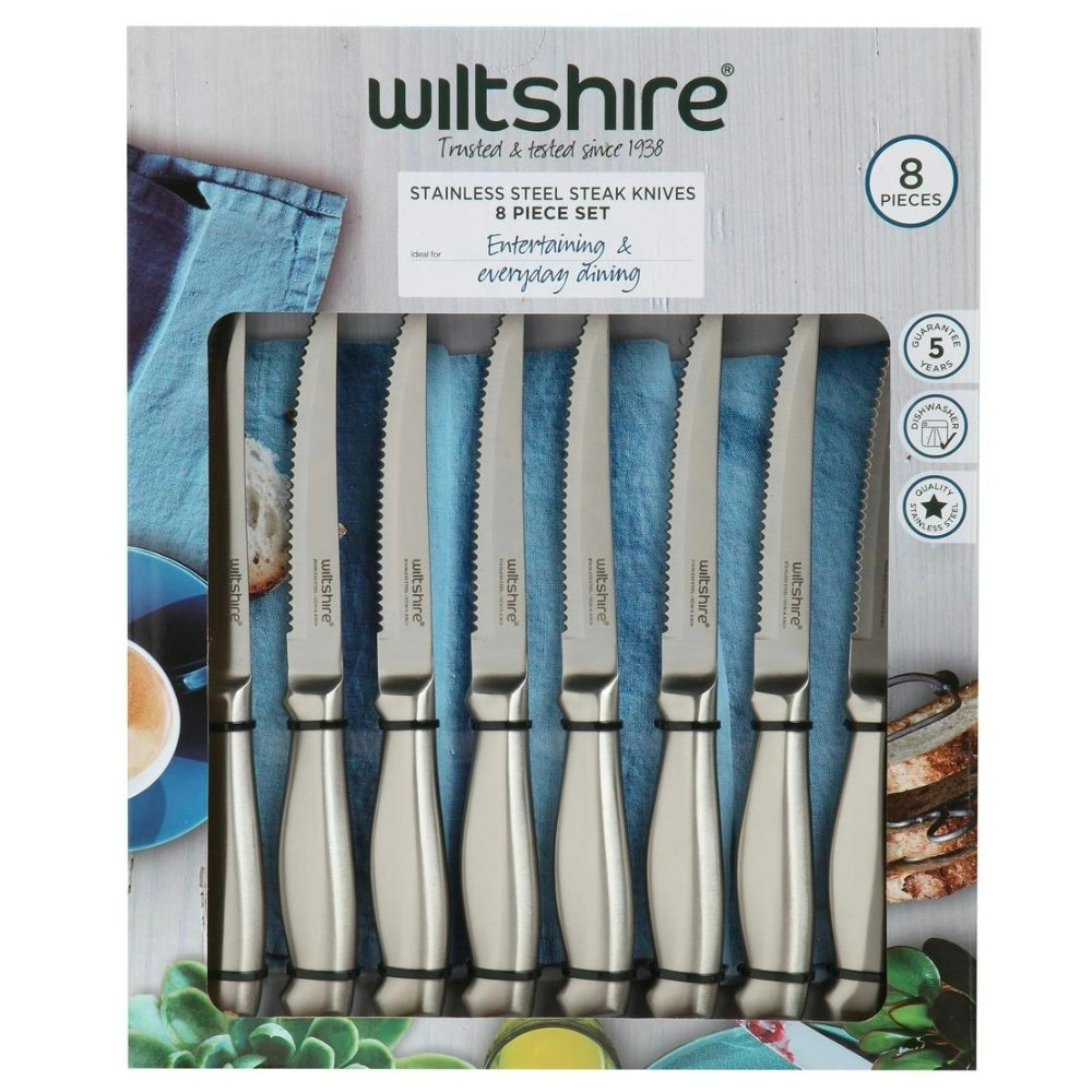 Wiltshire 8pc Stainless Steel Steak Knife Set 8 Piece | 12cm