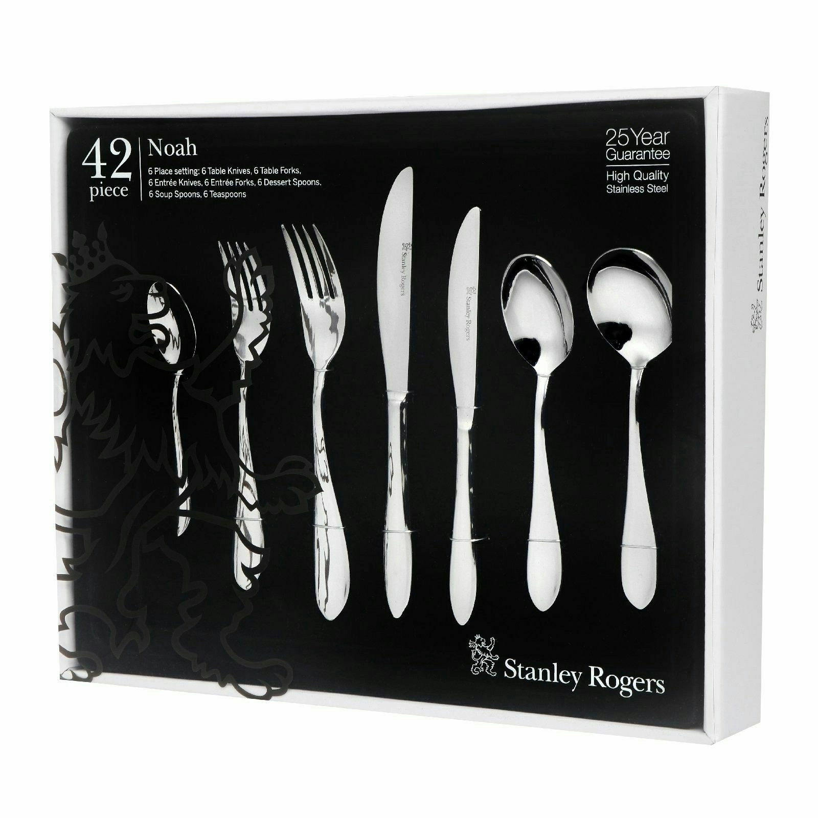 Stanley Rogers 42 Piece Noah Stainless Steel Cutlery Set 42pc