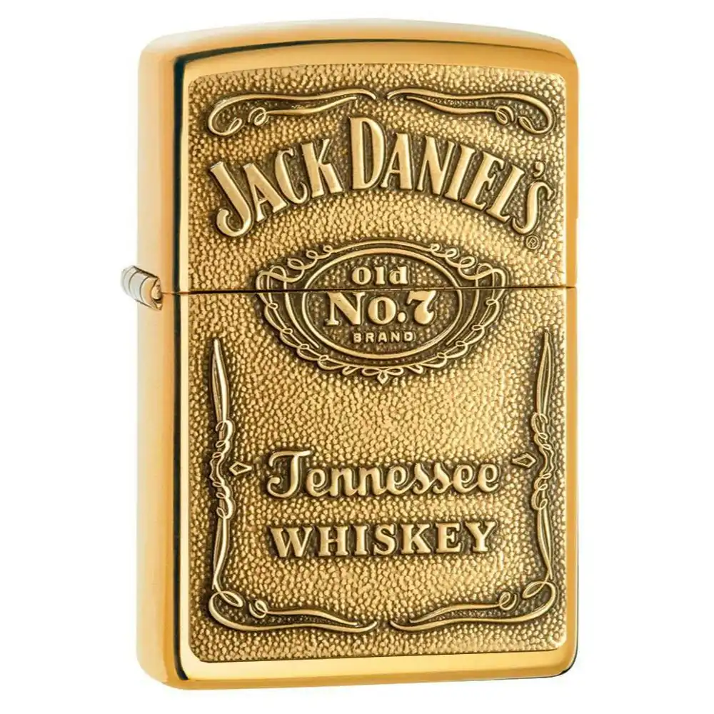 Zippo Jack Daniel's Label Brass Chip Lighter - High Polished Brass