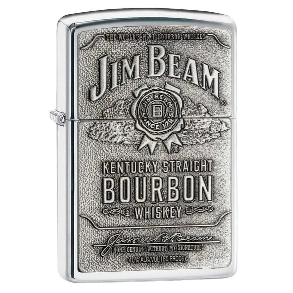 Zippo Jim Beam Full Label Pewter Chip | High Polished Chrome Lighter 94257