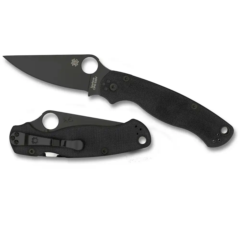 Spyderco Para Military 2 G-10 Black - Plain Black Blade Folding Knife | YSC81GPBK2