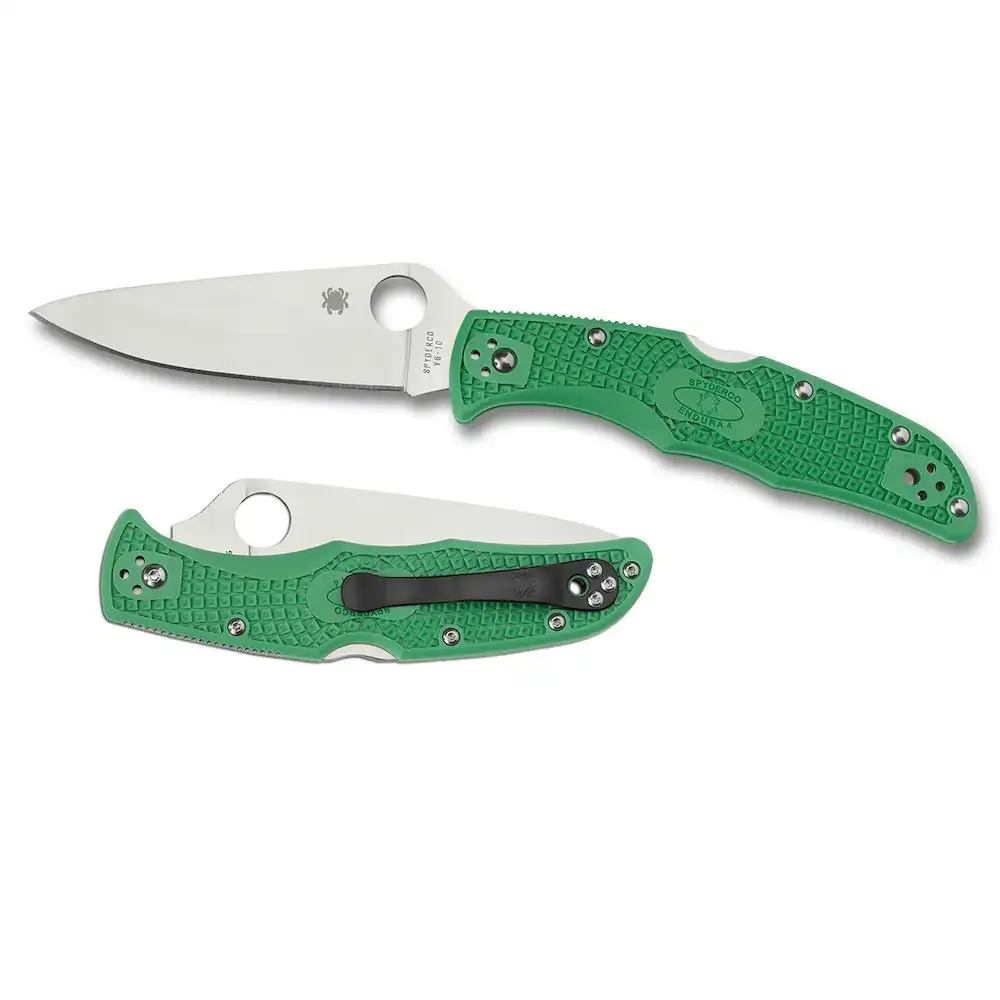 Spyderco Endura 4 Lightweight Plain Blade Folding Knife Green - YSC10FPGR