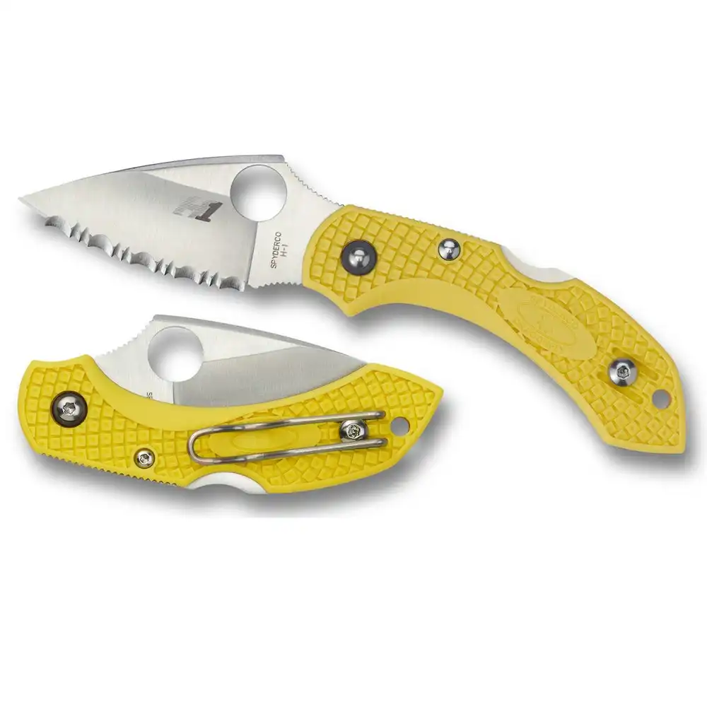 Spyderco Dragonfly 2 Salt Yellow H1 - Serrated Blade Folding Knife | YSC28SYL2