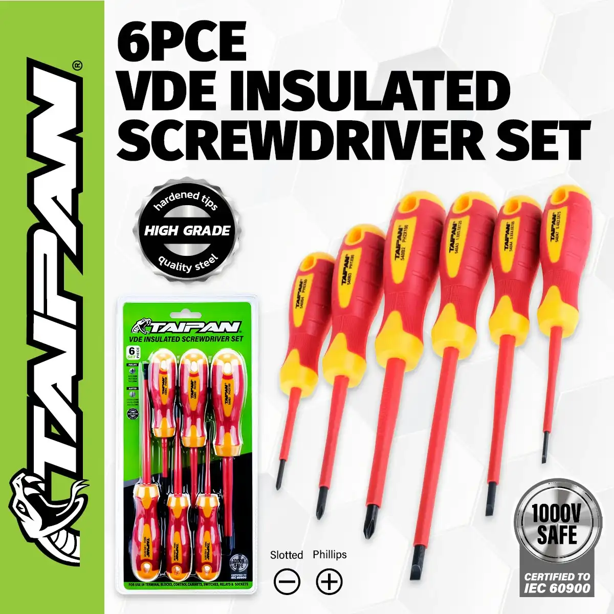 Taipan  6PCE VDE Insulated Screwdriver Set 1000V Safe Premium Quality