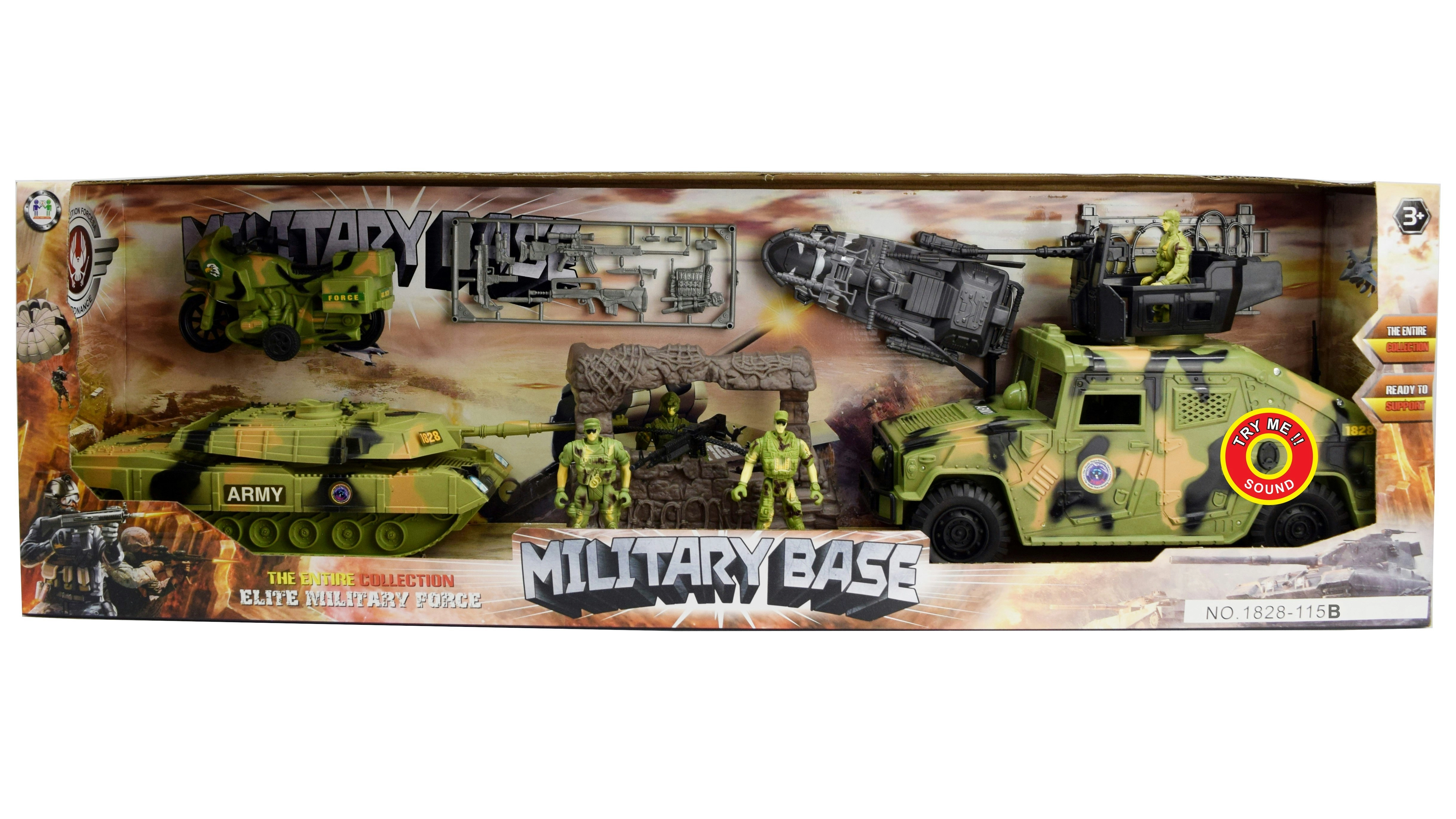 Military Base Light & Sound Military Bunker Destroyer Vehicle Playset