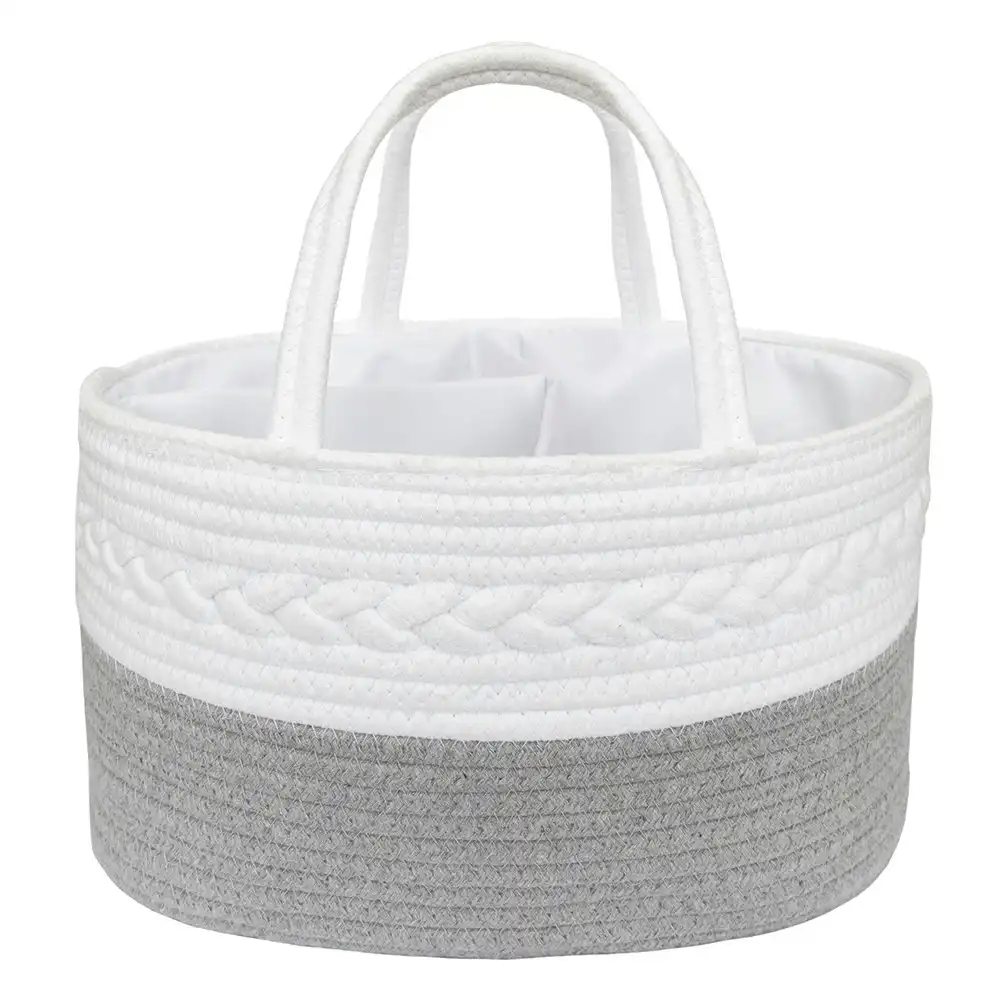 Living Textiles Cotton Rope Nappy Caddy Grey