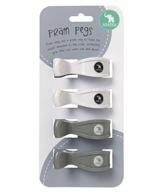 All4Ella 4 Pack Pegs White/Grey