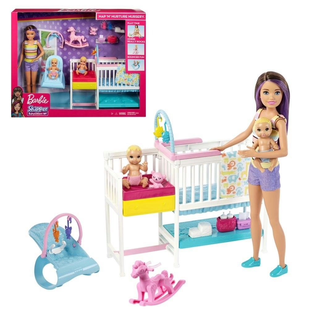 Barbie Skipper Babysitters Inc. Nap ‘N' Nurture Nursery Dolls And Playset