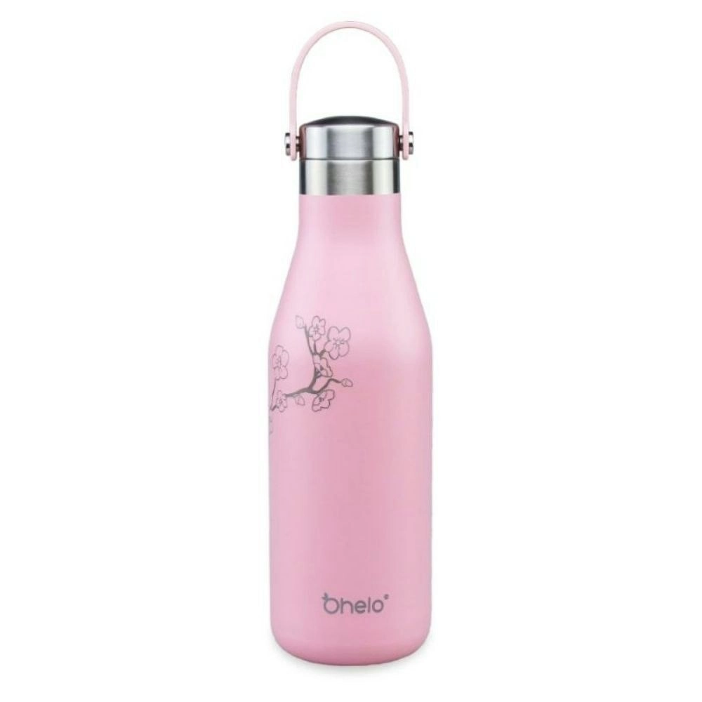 Ohelo 500ml Double Walled Insulated Drink Bottle With Etched Blossoms - Pink