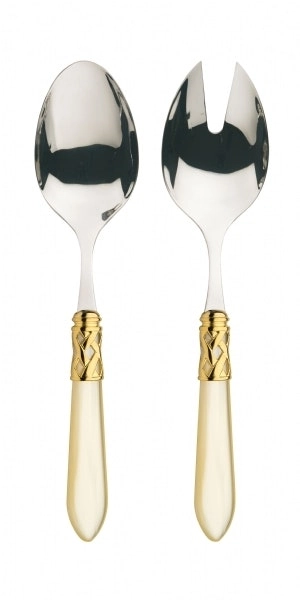 Bugatti Aladdin Gold Plated 2pc Salad Set - Ivory