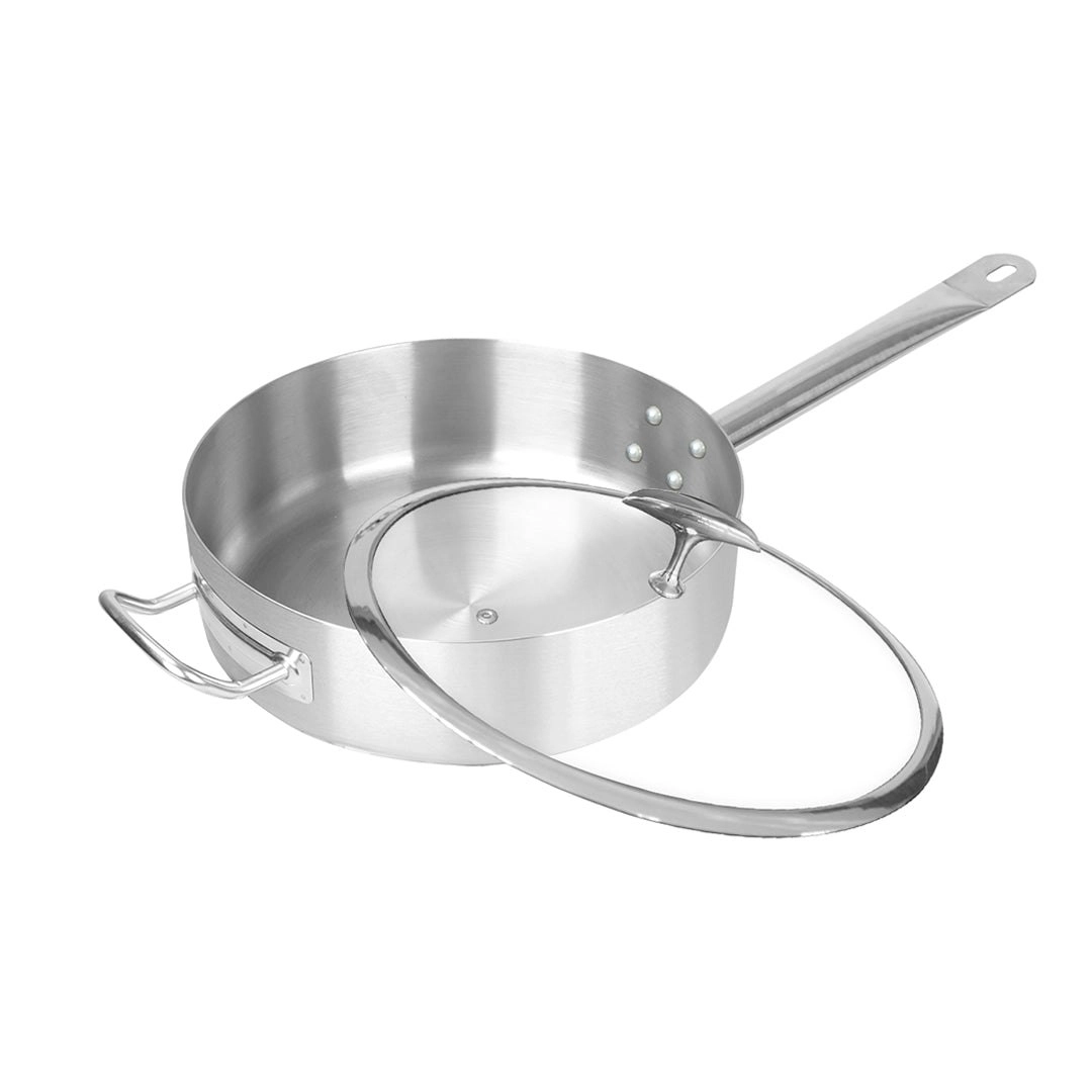 Soga 28cm Stainless Steel Saucepan Sauce pan with Glass Lid and Helper Handle Triple Ply Base Cookware