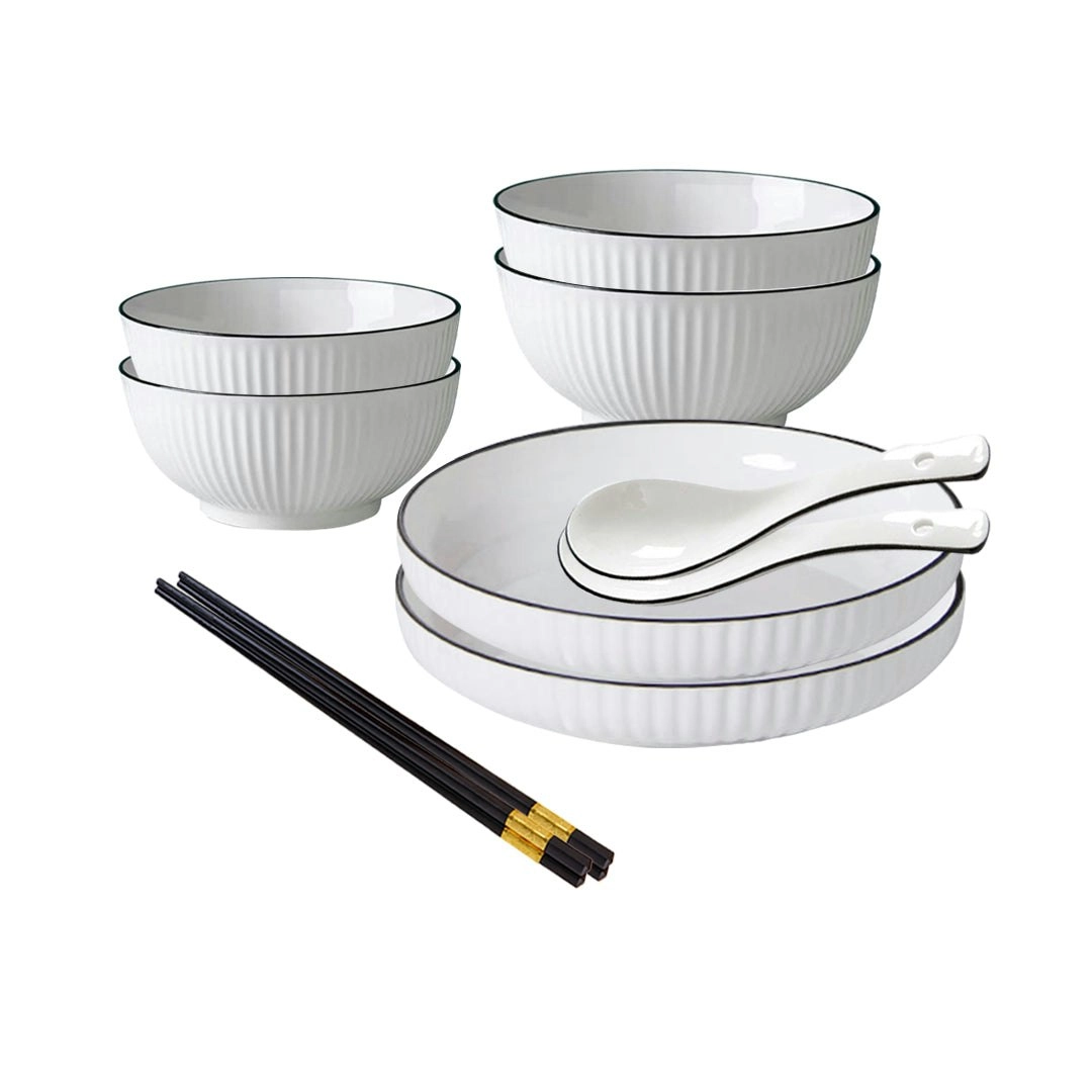 Soga White Japanese Style Ceramic Dinnerware Crockery Soup Bowl Plate Server Kitchen Home Decor Set of 6