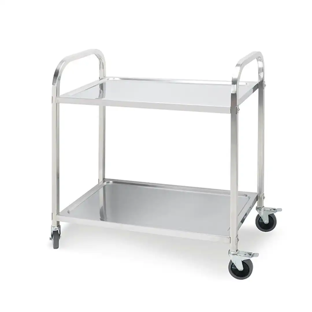 Soga 2 Tier Stainless Steel Kitchen Dinning Food Cart Trolley Utility Size 75x40x83.5cm Small