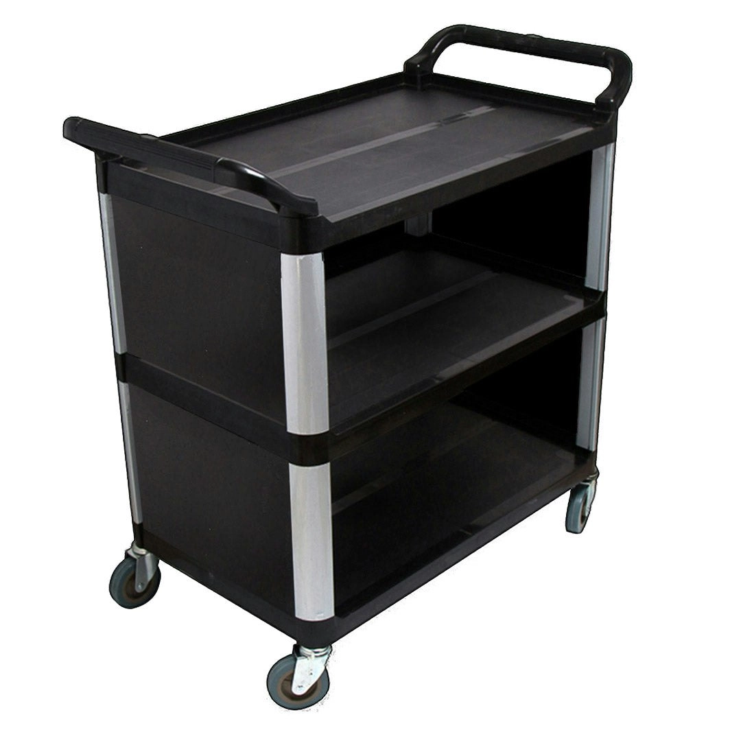 Soga 3 Tier Covered Food Trolley Food Waste Cart Storage Mechanic Kitchen Black