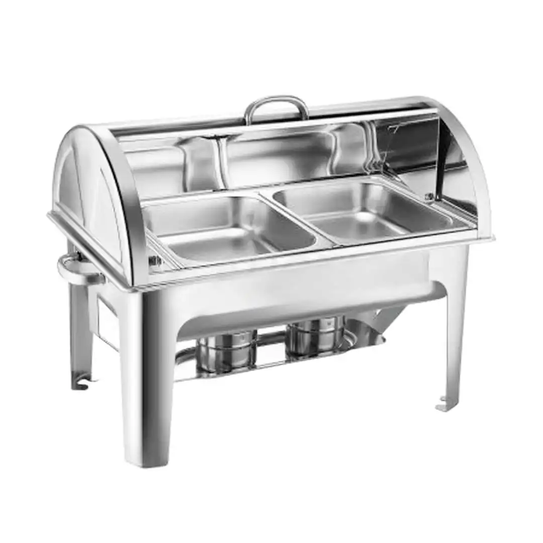 Soga 4.5L Dual Tray Stainless Steel Roll Top Chafing Dish Food Warmer