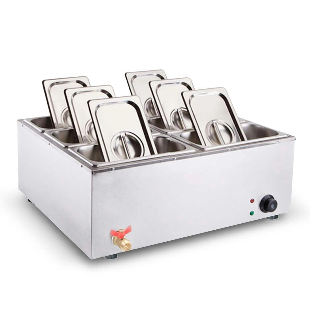 Soga Stainless Steel 6 X 1/3 GN Pan Electric Bain-Marie Food Warmer with Lid