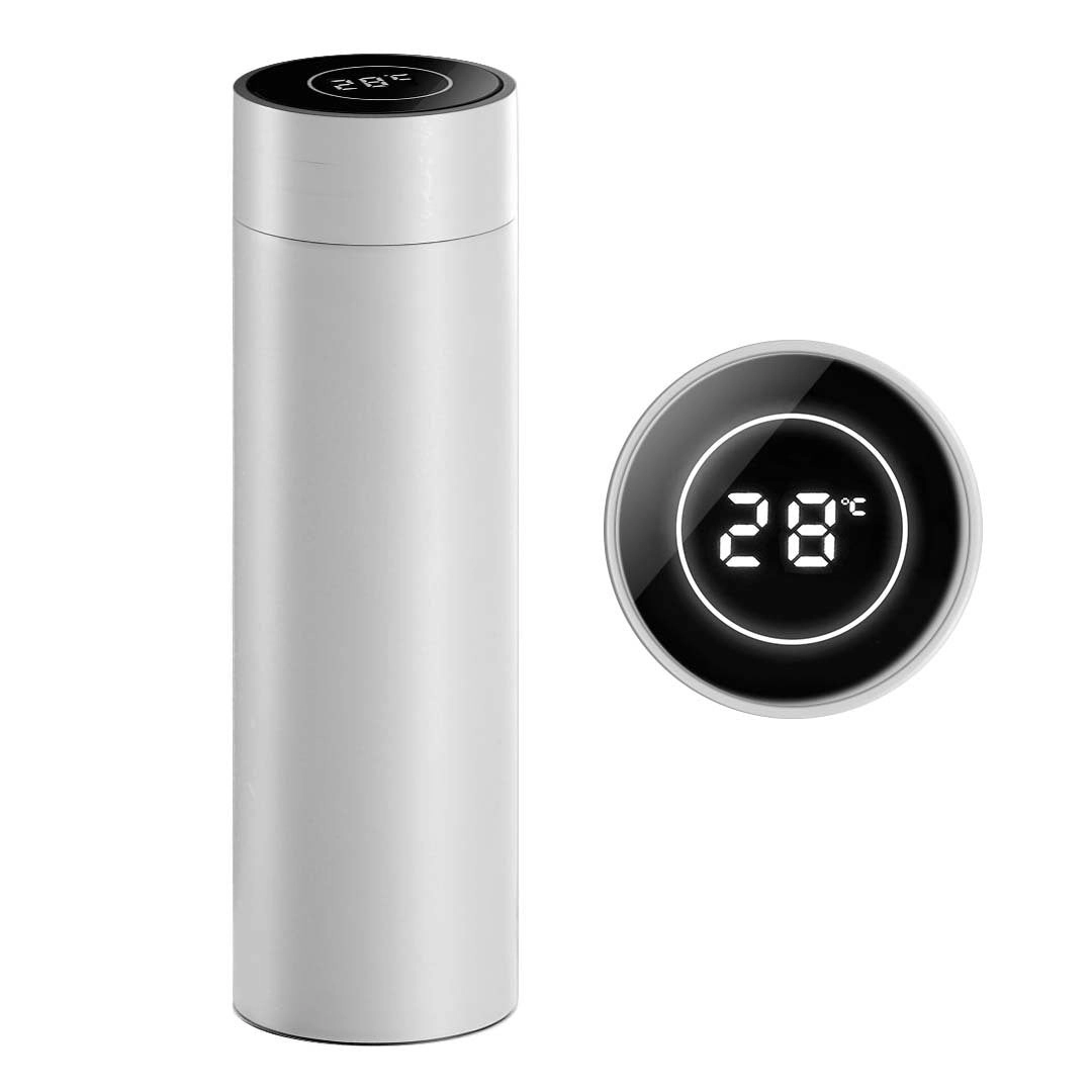 Soga 500ML Stainless Steel Smart LCD Thermometer Display Bottle Vacuum Flask Thermos White