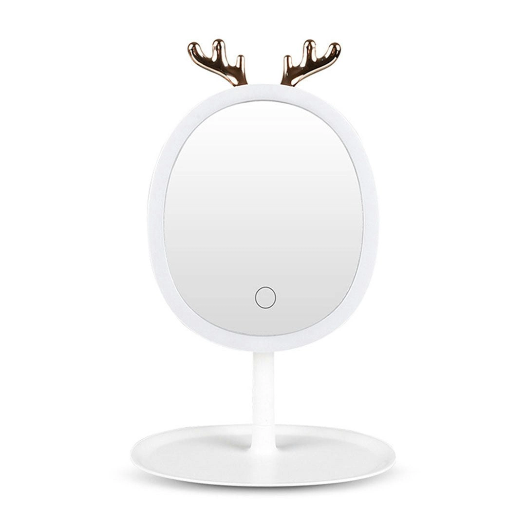 Soga White Antler LED Light Makeup Mirror Tabletop Vanity Home Decor