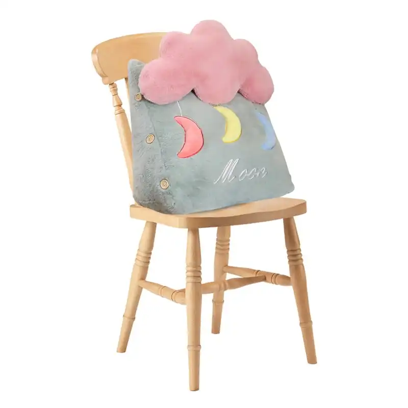 Soga Green Cute Moon Cloud Cushion Soft Leaning Lumbar Wedge Pillow Bedside Plush Home Decor