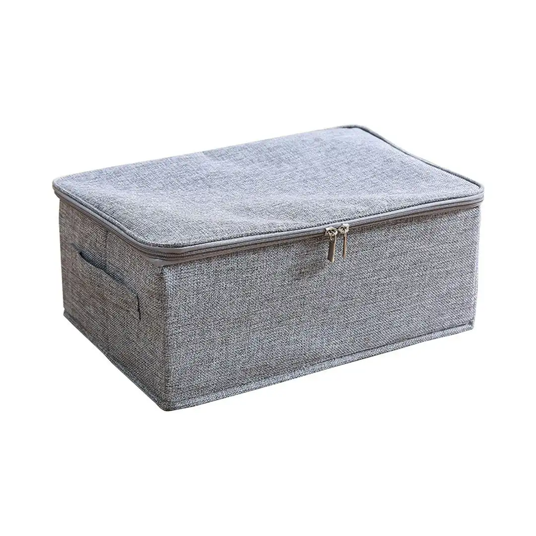 Soga Grey Small Portable Double Zipper Storage Box Moisture Proof Clothes Basket Foldable Home Organiser