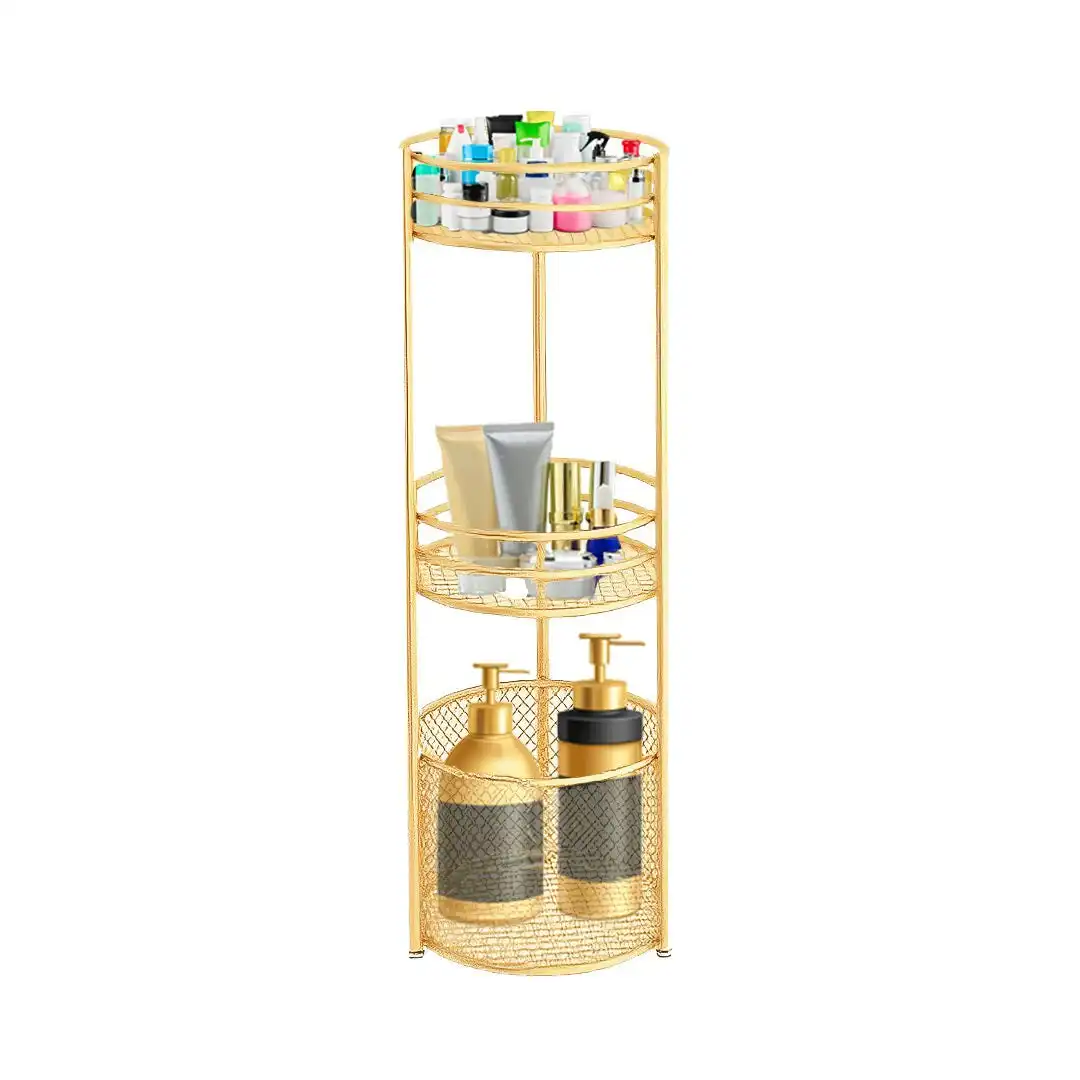 Soga 3 Tier Bathroom Freestanding Storage Shelf Multifunctional Display Rack Organiser with Basket