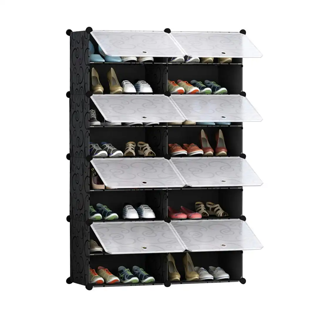 Soga 8 Tier 2 Column Shoe Rack Organizer Sneaker Footwear Storage Stackable Stand Cabinet Portable Wardrobe with Cover