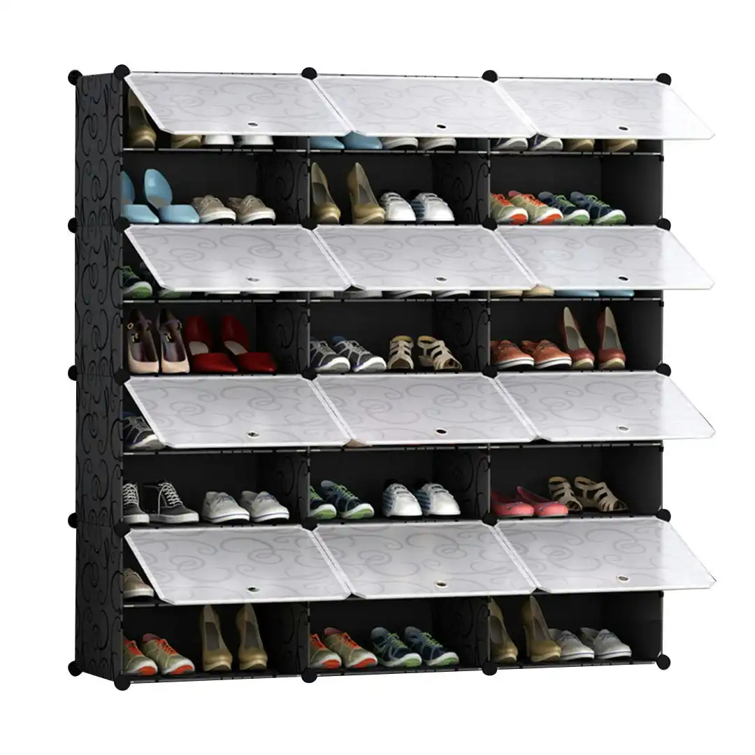 Soga 8 Tier 3 Column Shoe Rack Organizer Sneaker Footwear Storage Stackable Stand Cabinet Portable Wardrobe with Cover