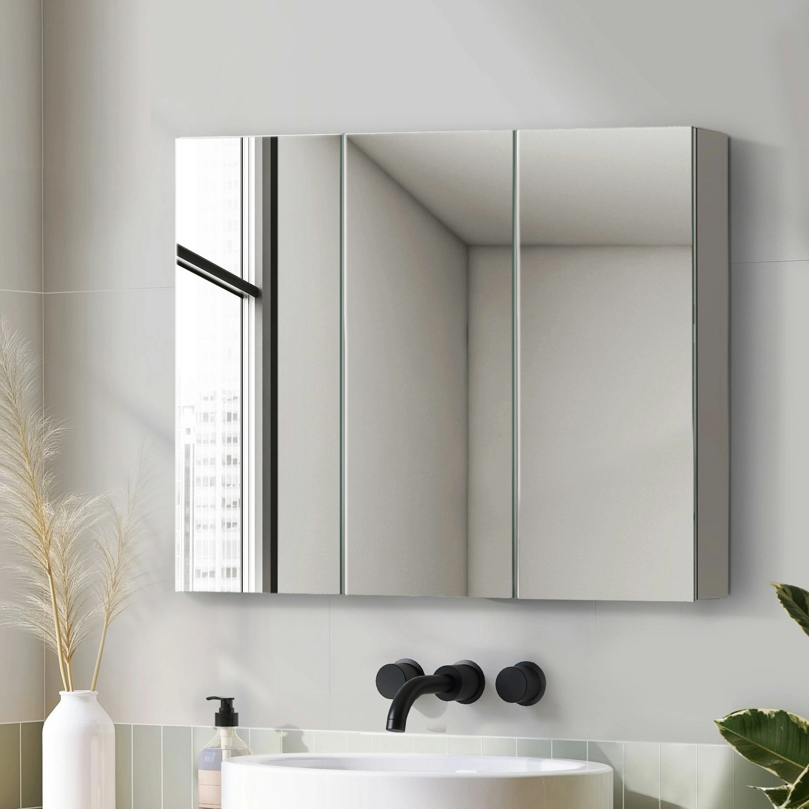 Welba Bathroom Mirror Cabinet Vanity Medicine Wall Storage 900mm x 720mm