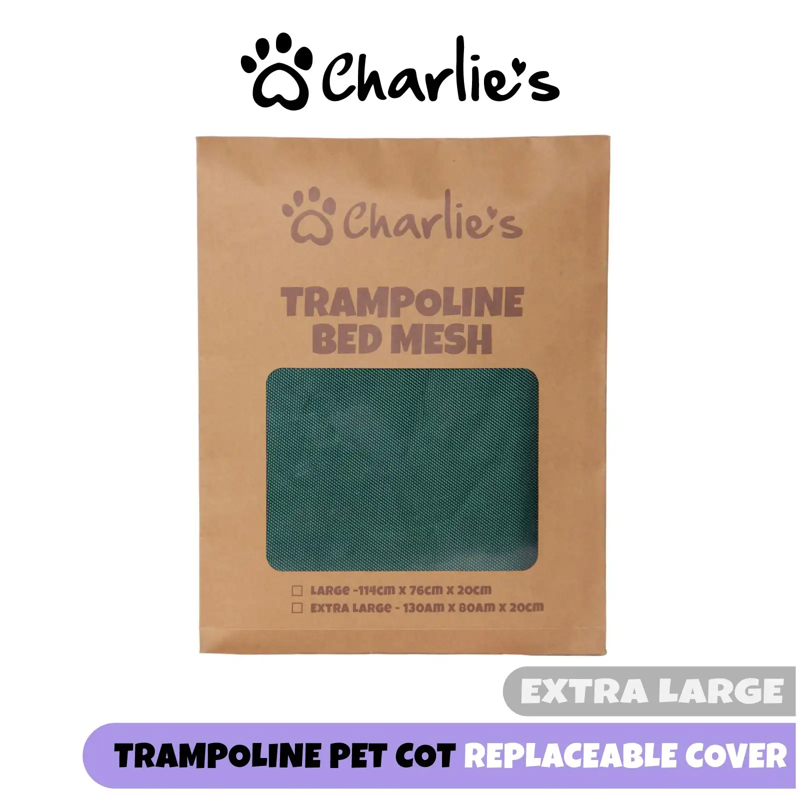 Charlie's Replaceable Cover for Elevated Trampoline Hammock Dog Bed Green Extra Large