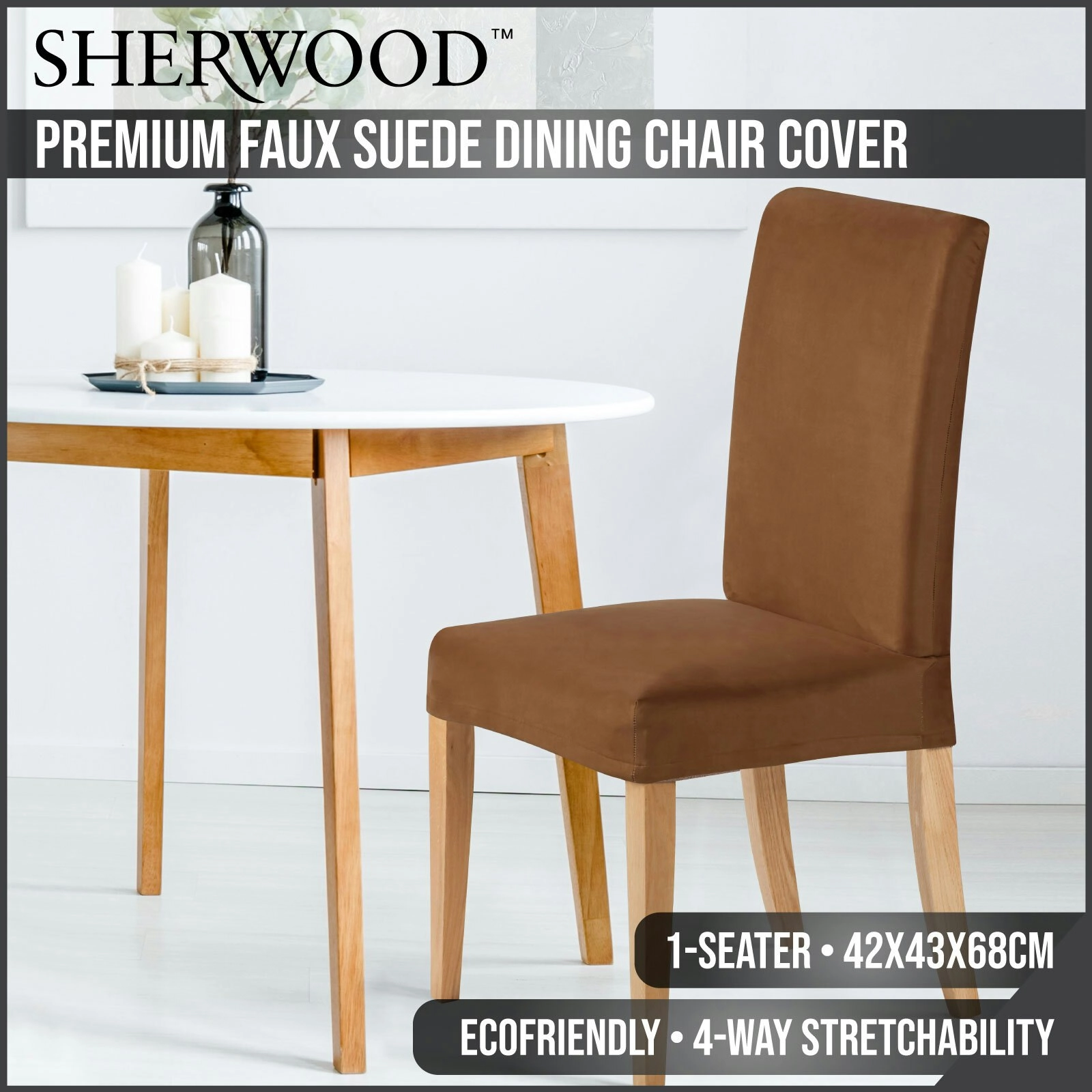 Sherwood Home Premium Faux Suede Rust Dining Chair Cover