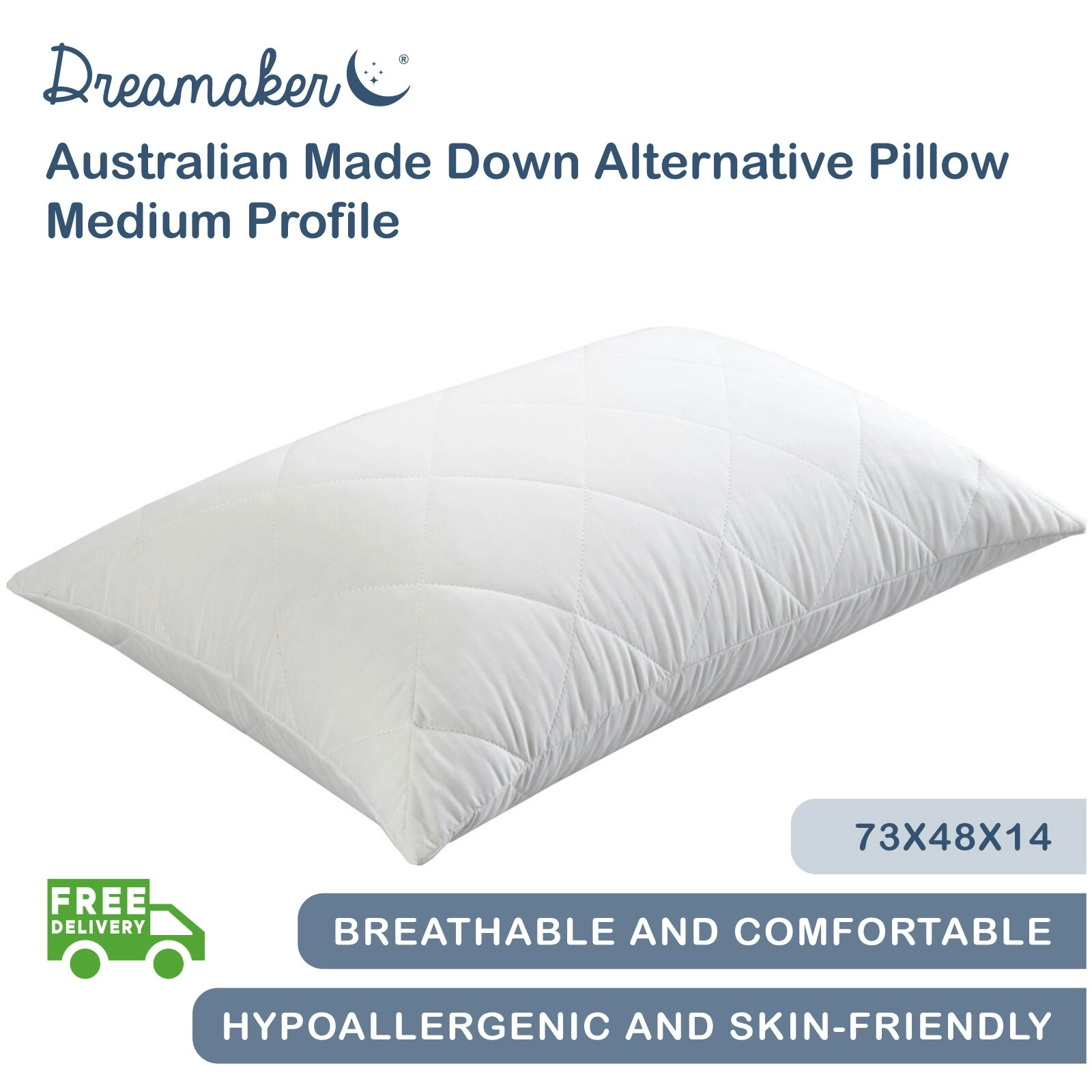 Dreamaker Australian Made Down Alternative Pillow Medium Profile