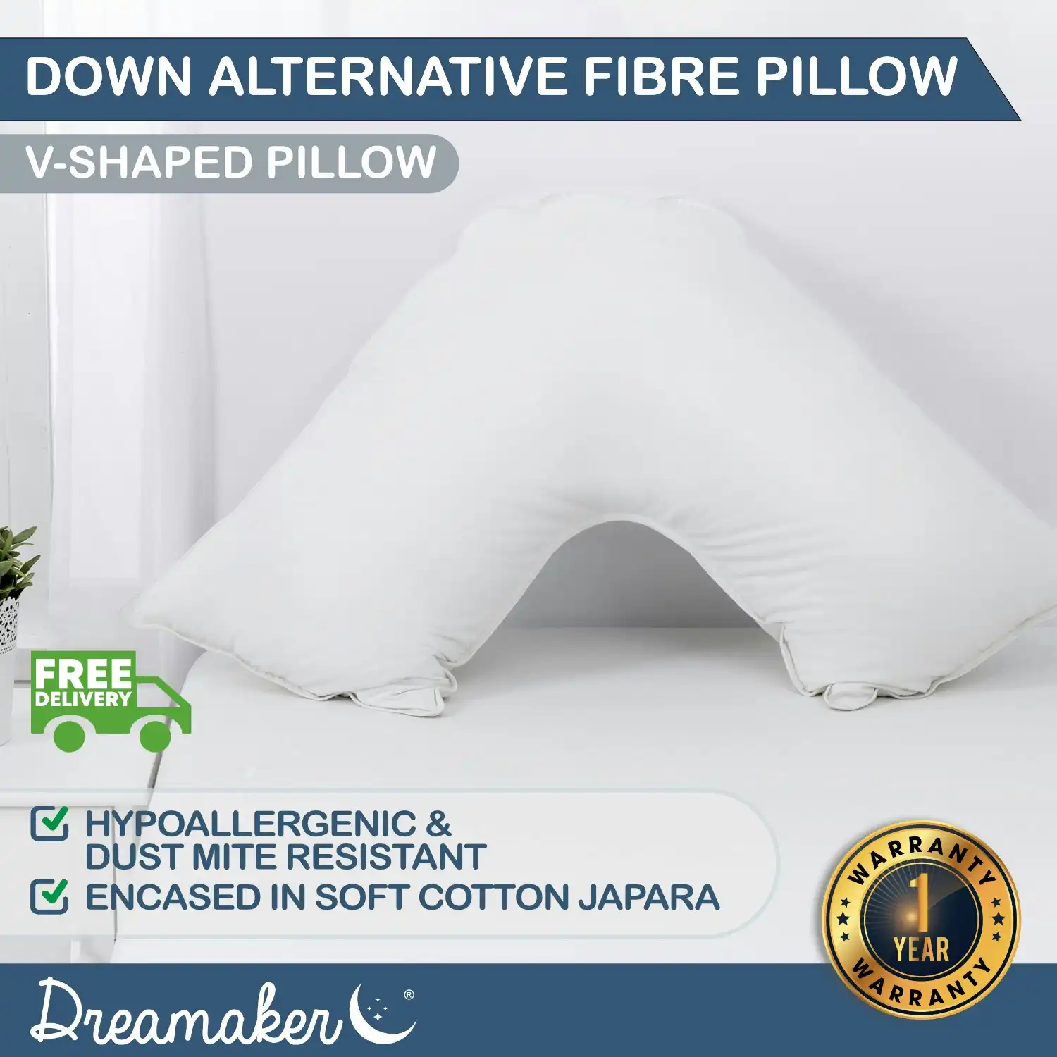 9009100 Dreamaker Down Alternative V Shape Pillow