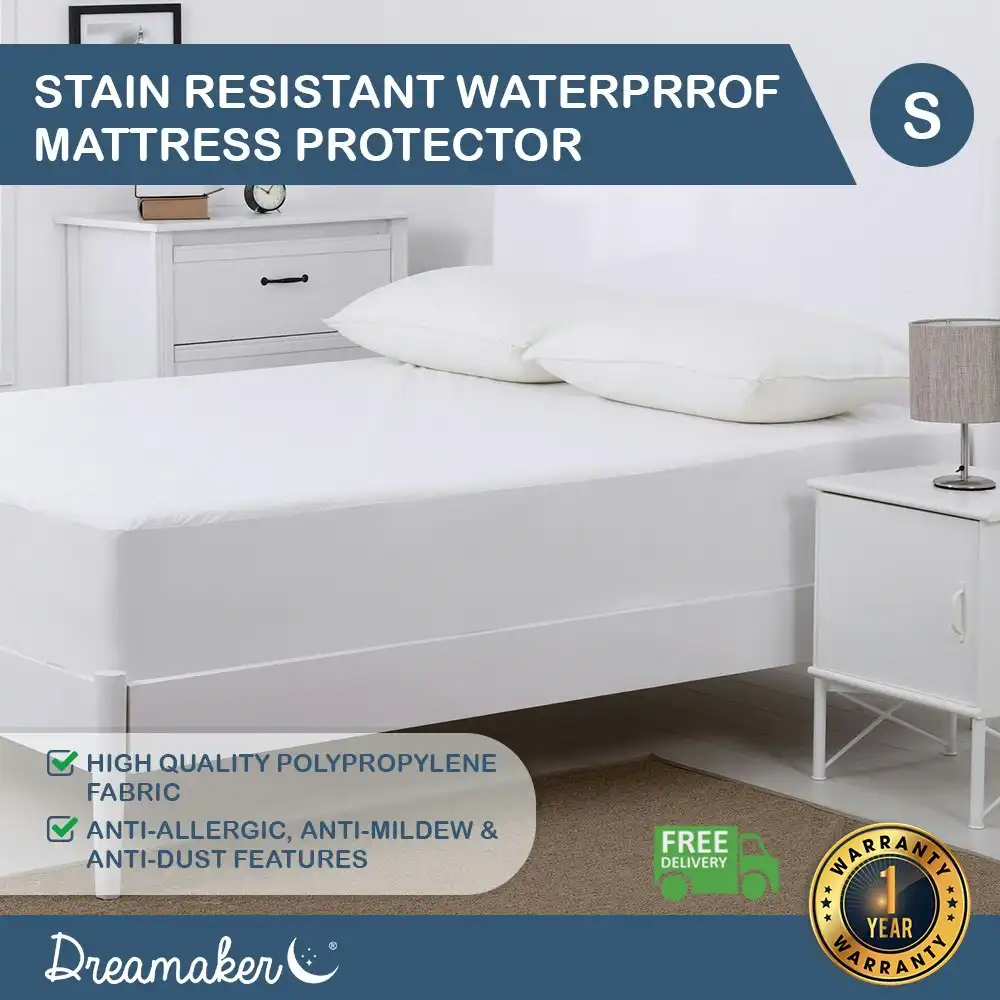 Dreamaker Stain Resistant Waterproof Mattress Protector Single Bed