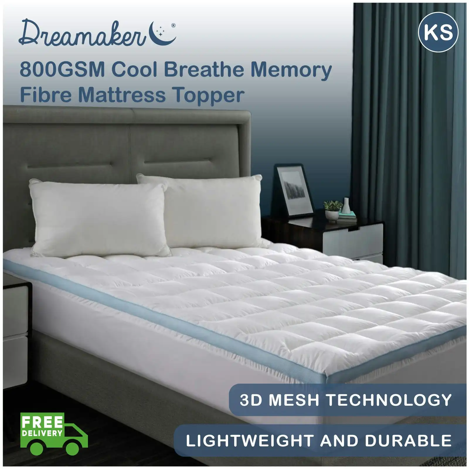 9009485 Cool Breathe Memory Fibre Mattress Topper KSB