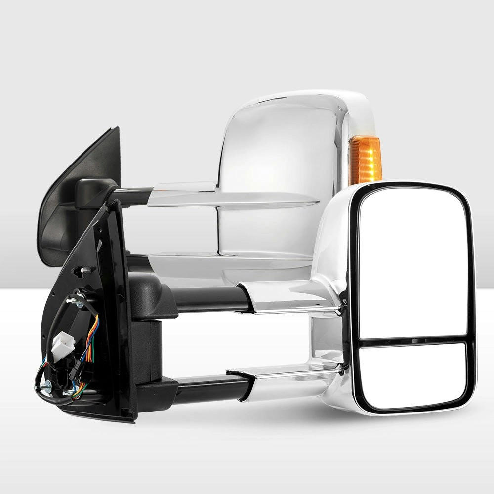 Pair Chrome Extendable Towing Mirrors for Isuzu MU-X MY2013-MY2019