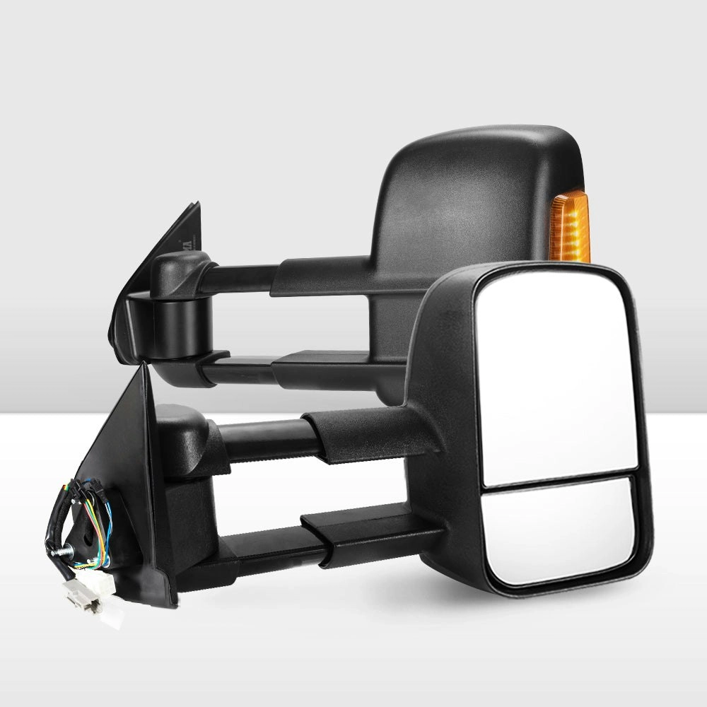 Pair Extendable Towing Mirrors for Isuzu D-MAX DMax 2007-2011 Black