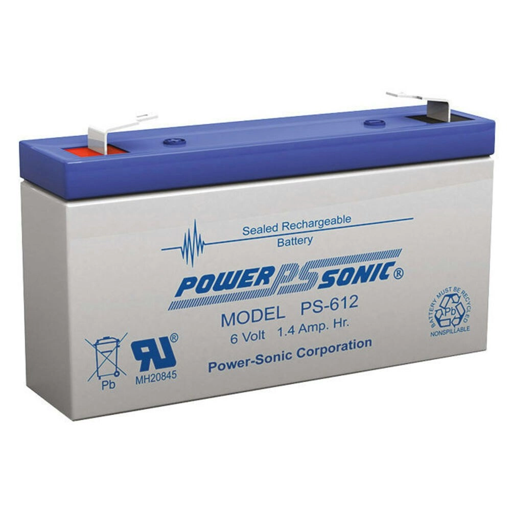 Power Sonic PS612 6V 1.4AMP SLA Rechargeable Battery F1 Terminal Sealed Lead