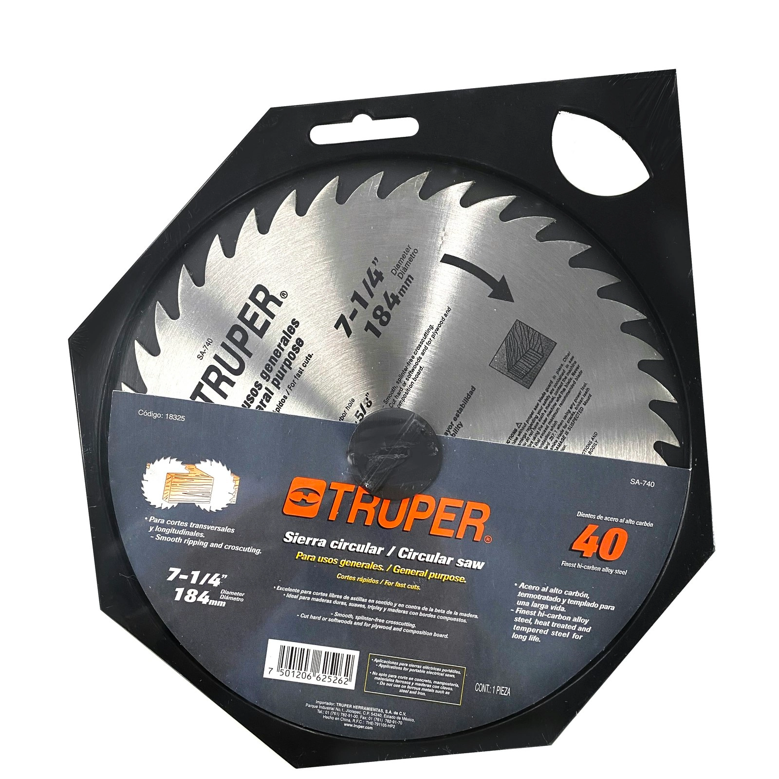 Circular Saw 184mm 40 Teeth Steel Blade For Hardwood/Softwood/Plywood Silver