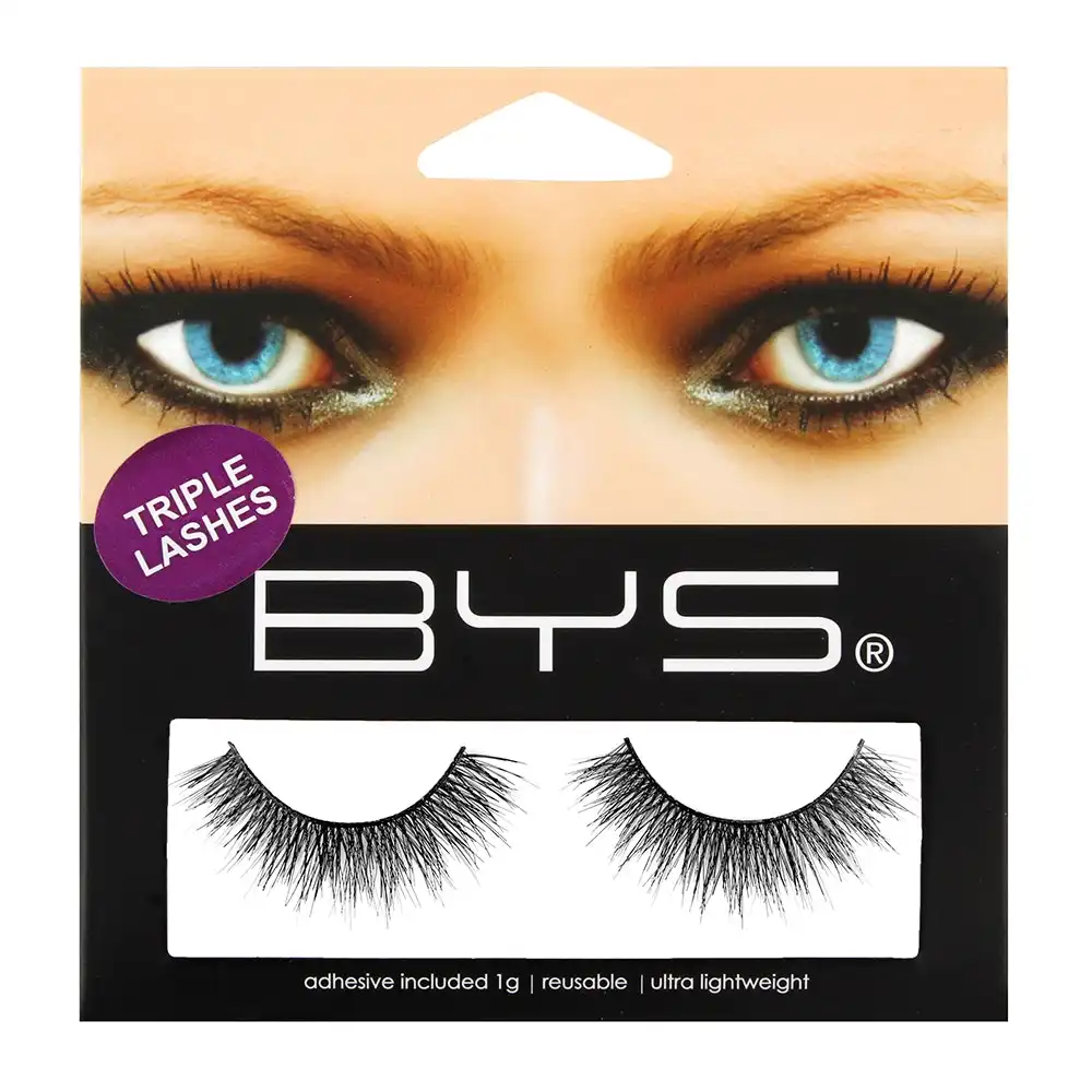 BYS 1g Triple Charm Eye Lash Synthetic Hair Fake/False Eyelashes Lightweight BLK