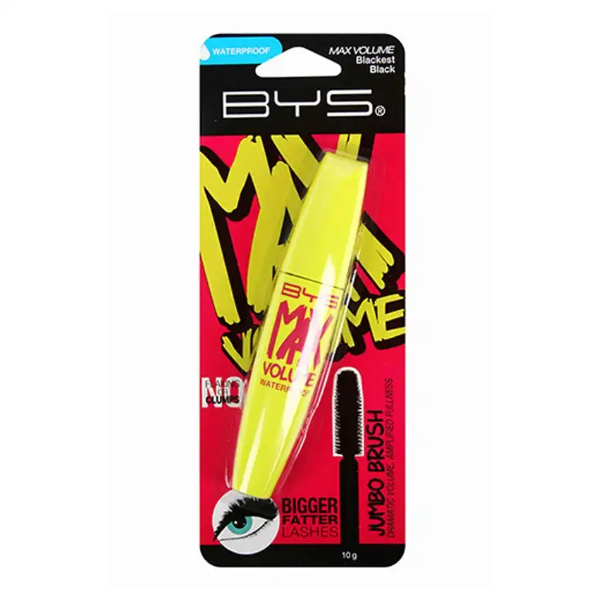 BYS Max Volume Mascara Eyelash Beauty Face Makeup Waterproof Blackest Black 10g